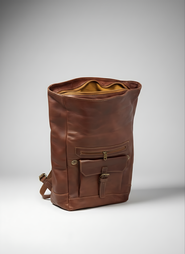 Premium Rolltop-Rucksack Leder – Handgefertigt in Marokko