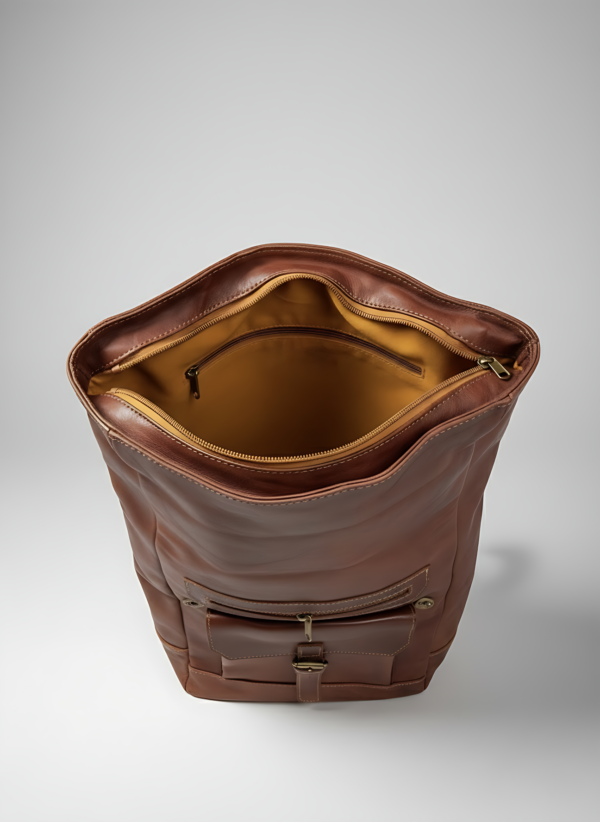 Premium Rolltop-Rucksack Leder – Handgefertigt in Marokko